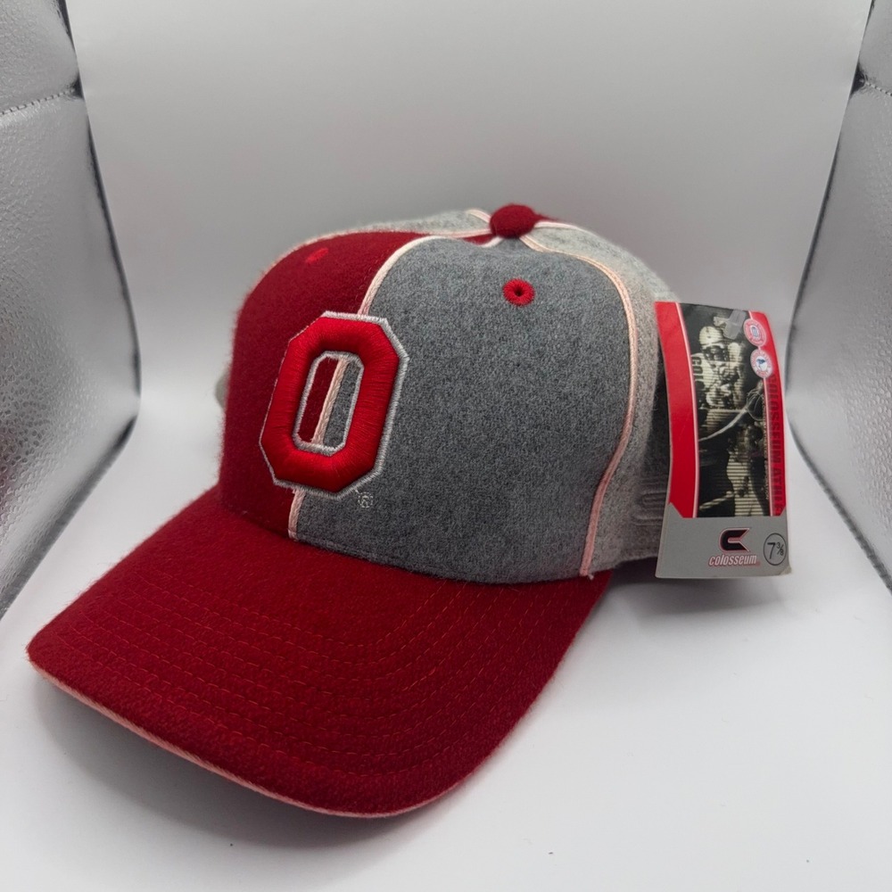 Colosseum Ohio State Buckeyes Vintage Wool Fitted Hat 7 3/8 Red Grey Split